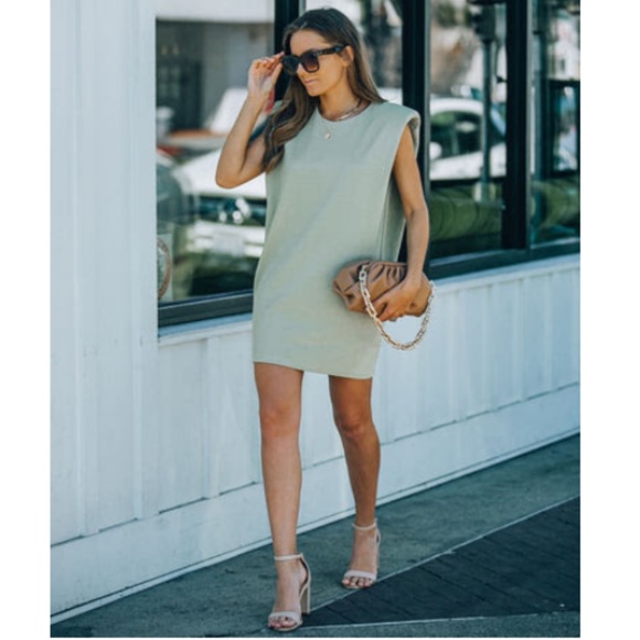 Vici Hilton Cotton Blend T-Shirt dress with shoulder pads - Picture 1 of 2